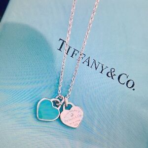 Tiffany & Co Silver and Blue Heart Pendant Necklace